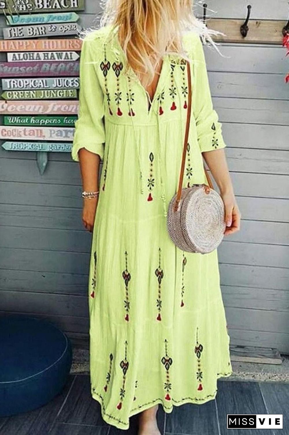 Spring Summer Casual Women Print Long Dress