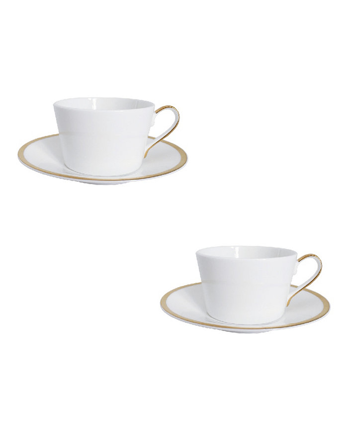 Twig New York Golden Edge Cups and Saucers - Set of 2