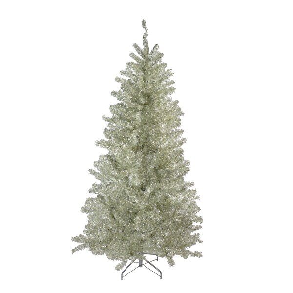 7' Metallic Platinum Artificial Tinsel Christmas Tree