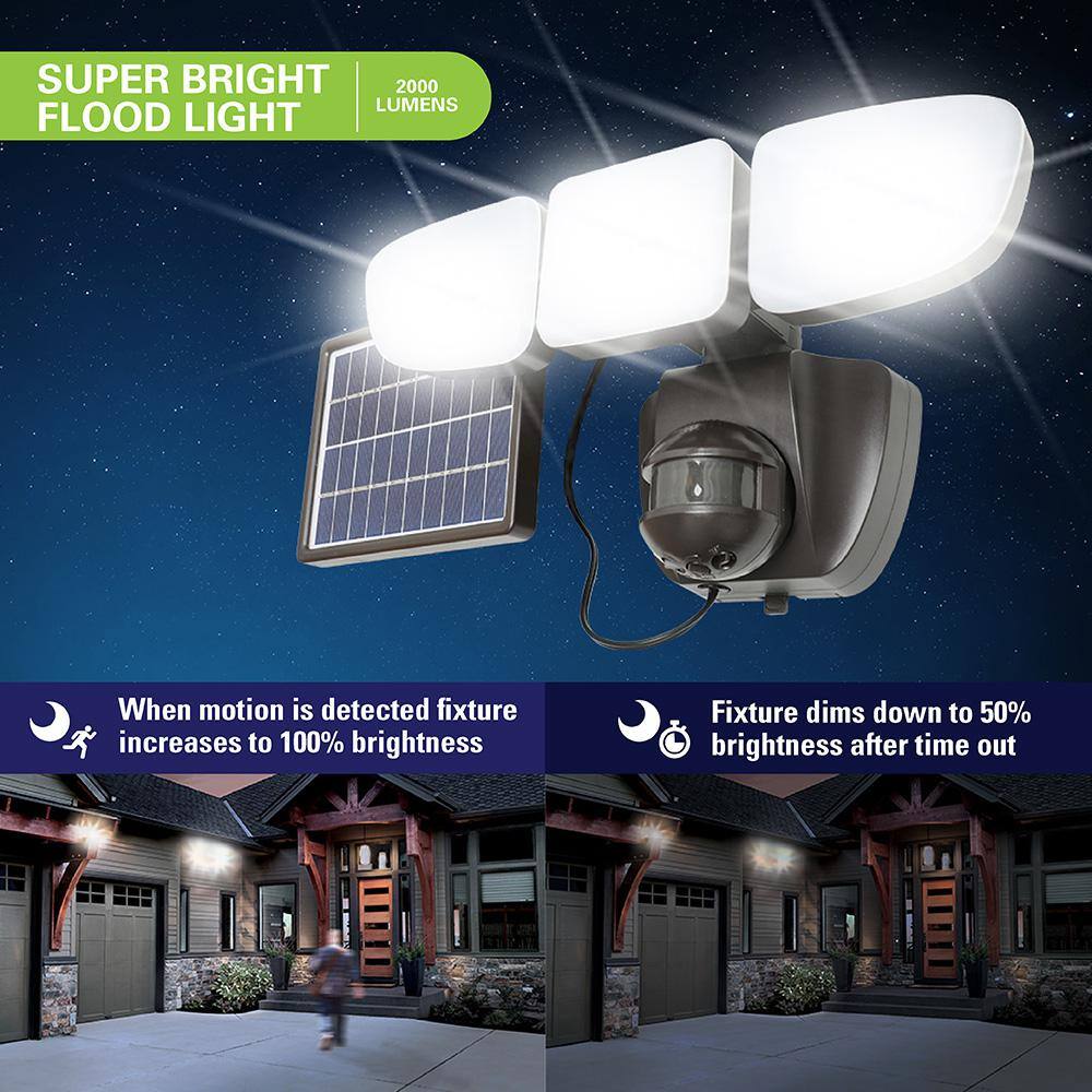 HALO SLFS 180-Degree Bronze Motion Activated Outdoor Integrated LED Flood Light 1977-Lumens SLFS2AM3B