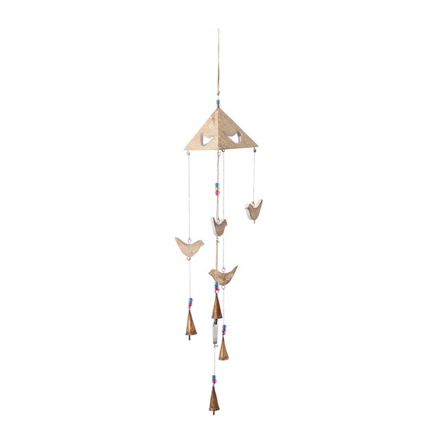 X 5 quot Eclectic Mango Wood Birds Windchime Gold blue pink Olivia amp May