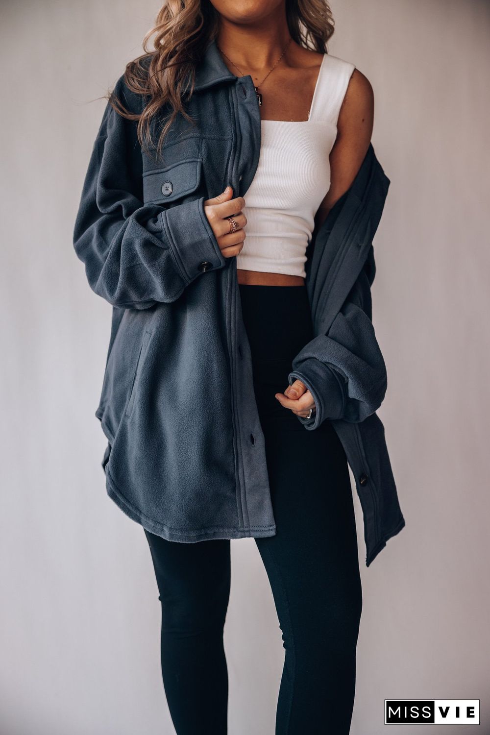 Collar Button Down Oversized Shirt Jacket