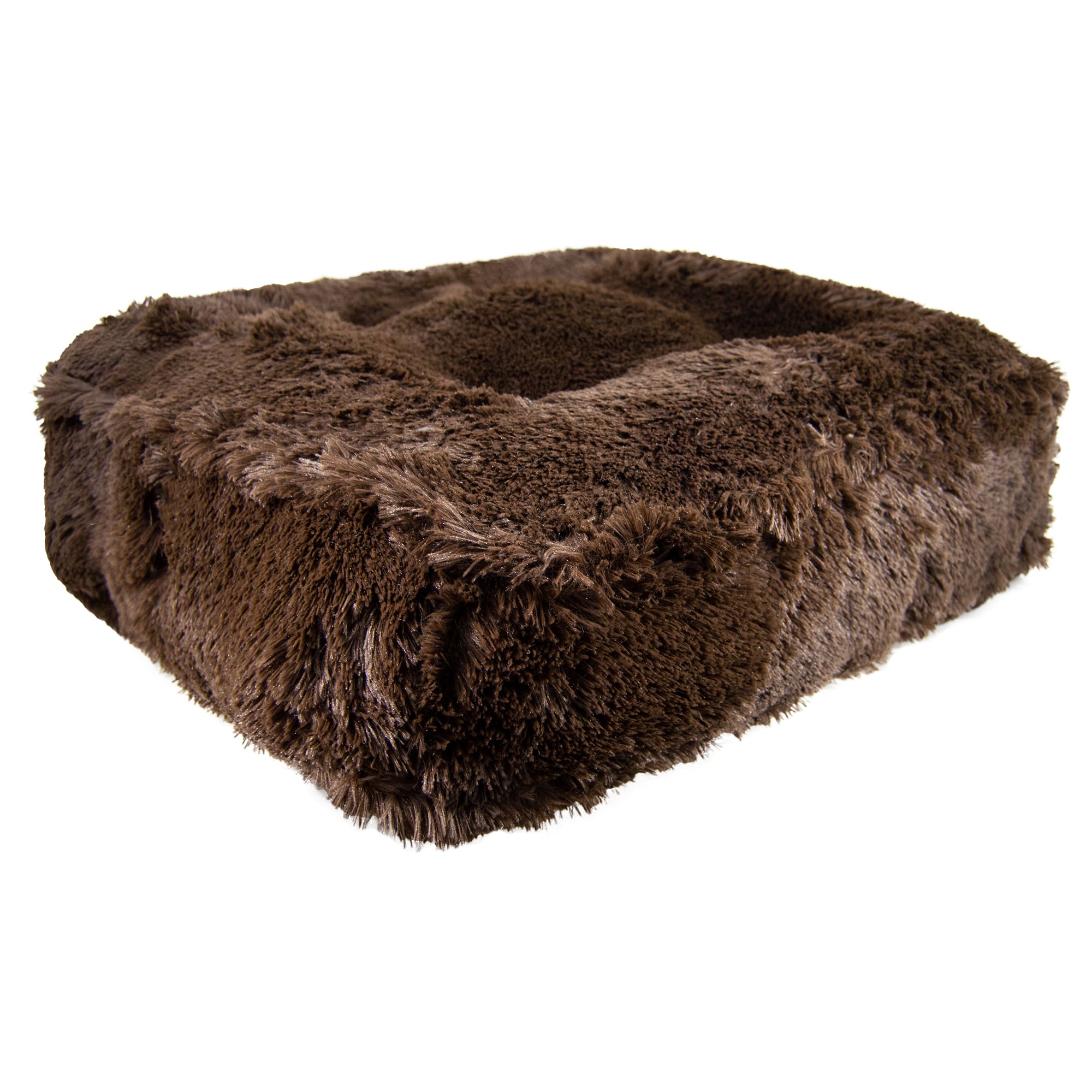 Bessie and Barnie Grizzly Bear Luxury Extra Plush Faux Fur Rectangle Dog Bed， 28