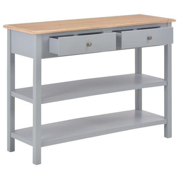 Wooden Storage Cabinet with 2 Drawers and 2 Shelves - Grey