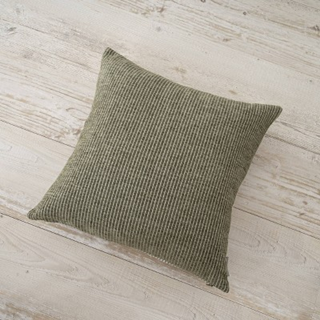 18x18 Elsa Reversible Woven Striped Chenille Square Throw Pillow Green - Evergrace