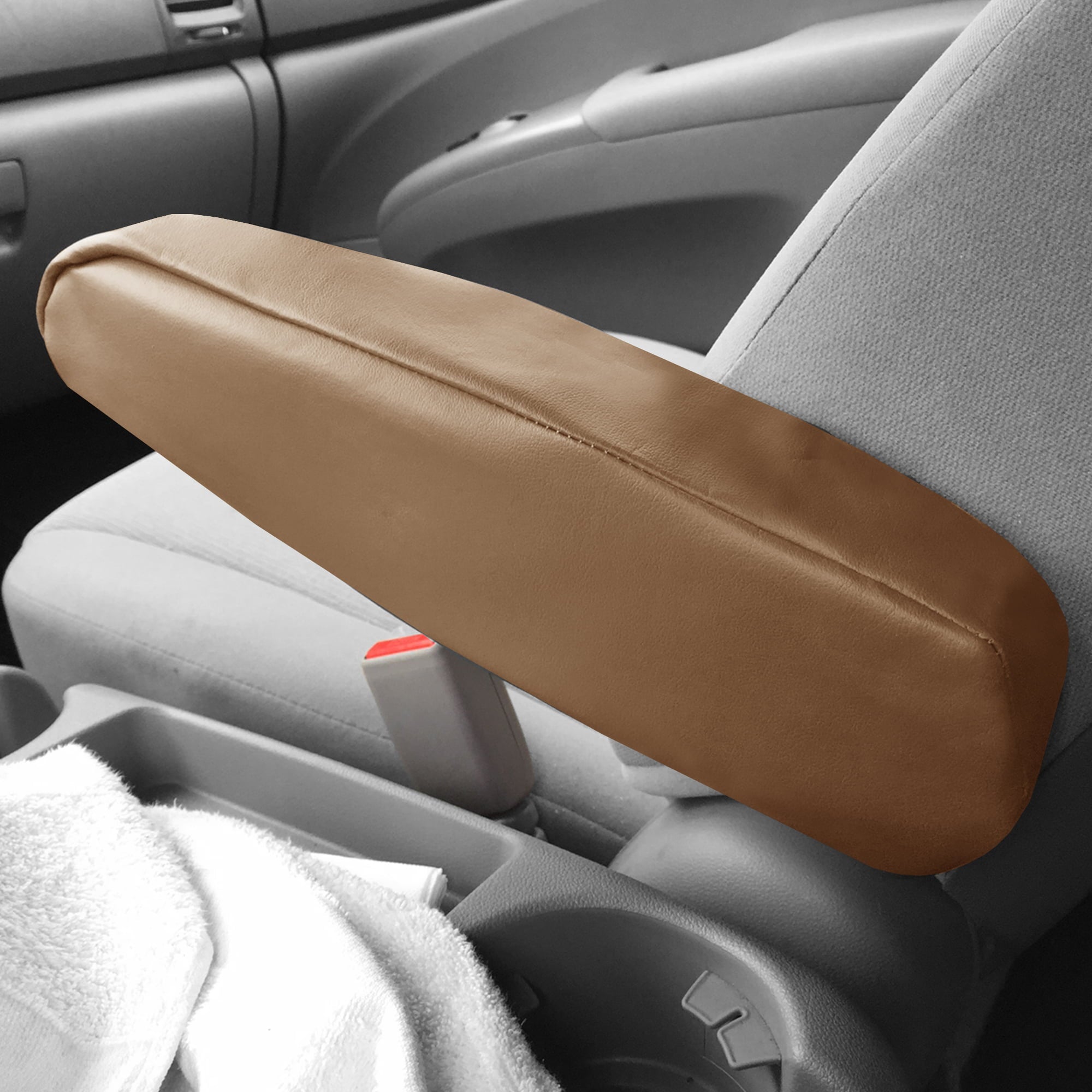 FH Group Faux Leather Auto Armrest Cover for Cars， Vans， Set of 2 SUV - Beige