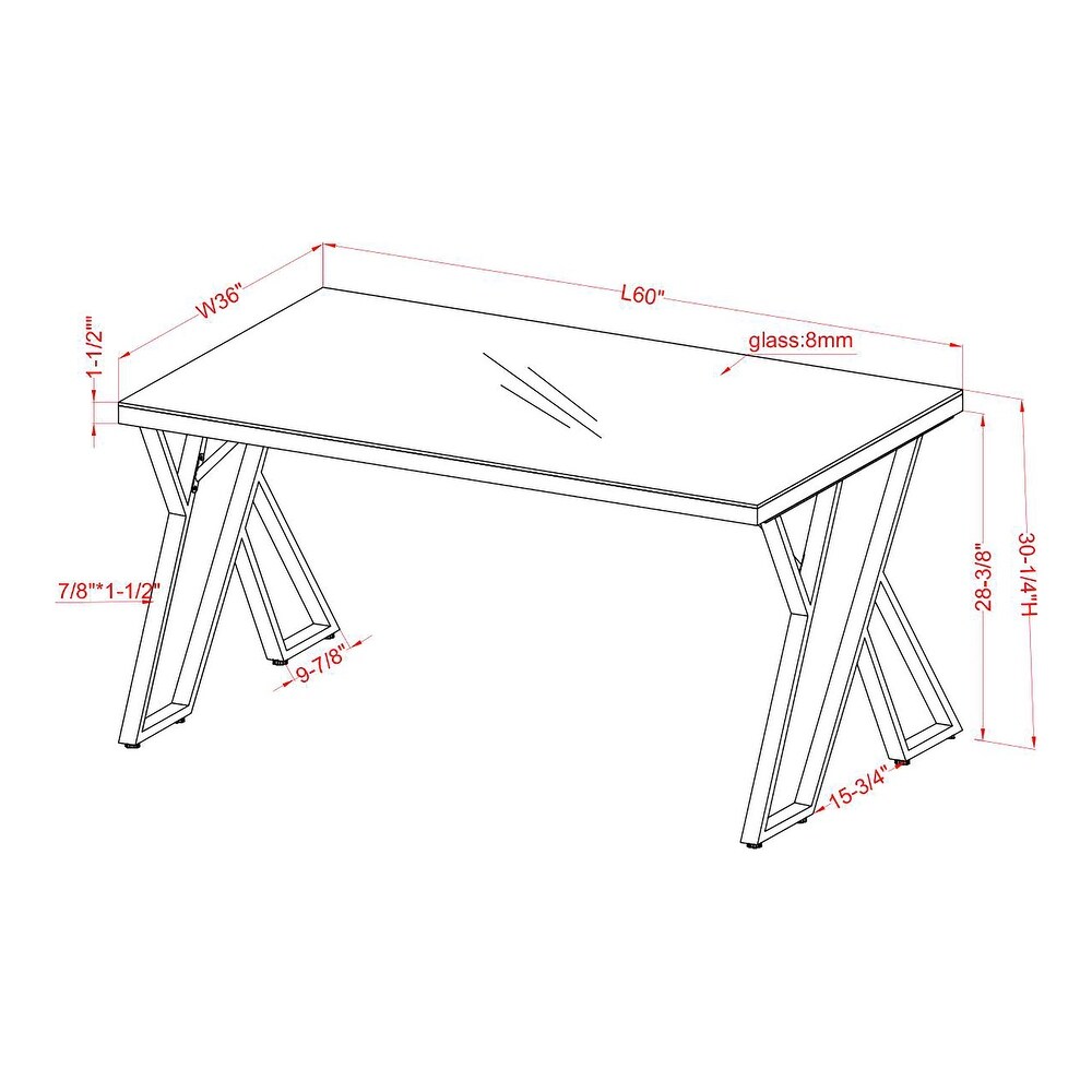 Furniture of America Daanyal Glam 60 inch Glass Dining Table with Gold Frame