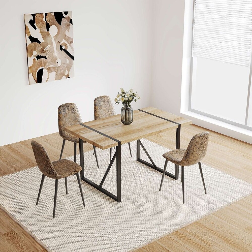 Modern Linen Upholstered Dining Chairs Set of 4