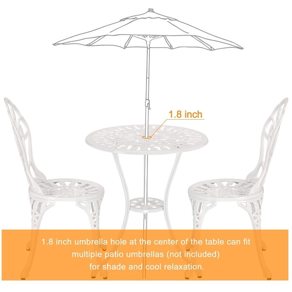 Outdoor Patio Cast Aluminum 3 Piece Bistro Set