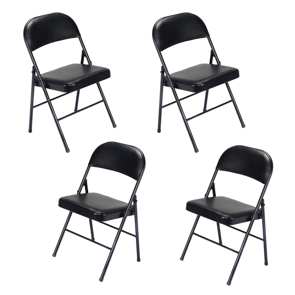 Ktaxon Set of 4 Folding Chairs Fabric Upholstered Padded Seat Metal Frame Home Office