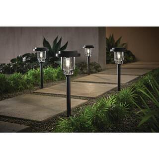 Hampton Bay Berkeley Park Black Solar LED Weather Resistant Path Light 14 Lumens with Seedy Glass Lens and Vintage Bulb SP82301003PDQ