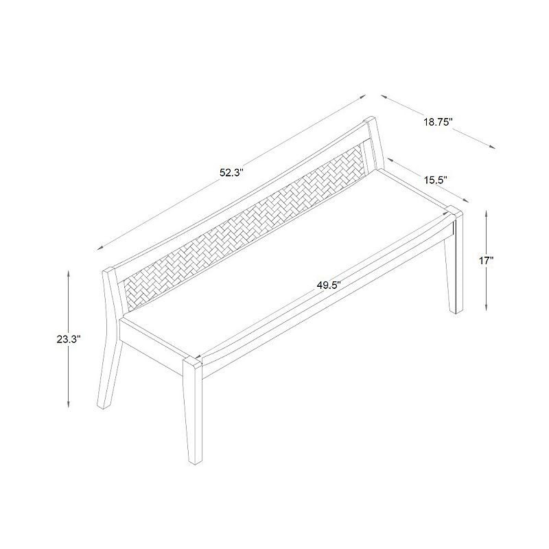 Linon Bauer Cane Inset Bench