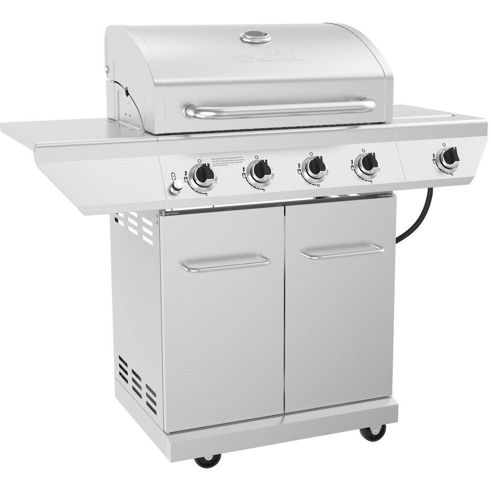 Nexgrill 720-0830X 4-Burner Propane Gas Grill in Stainless Steel with Side Burner