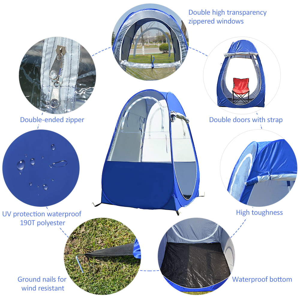 Portable Outdoor Fishing Tent -protection Tent Pop Up Single Tent Automatic Instant Tent Rain Shading Tent Windows and Doors on Both Sides for Outdoor Camping Hiking Beach with Carry Bag