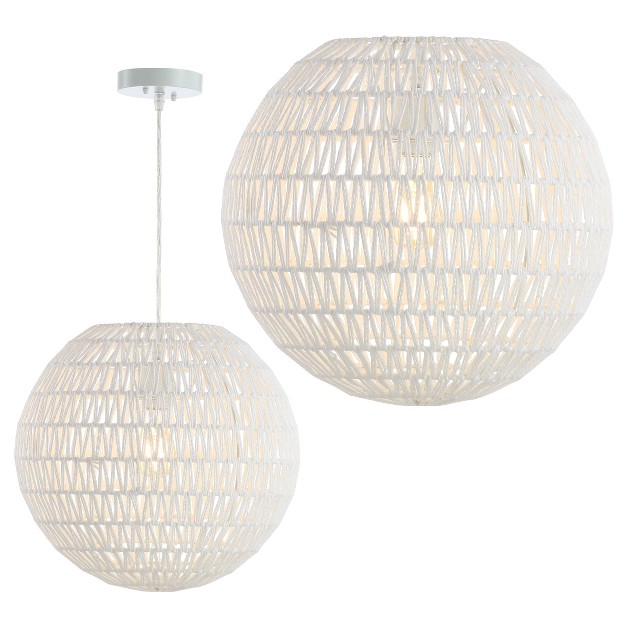 Led Woven Rattan Orb Pendant White Jonathan Y