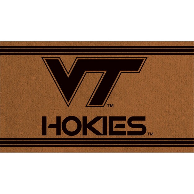 Evergreen Virginia Tech Logo Turf Mat Brown 28 X 16 Inches Indoor Outdoor Doormat