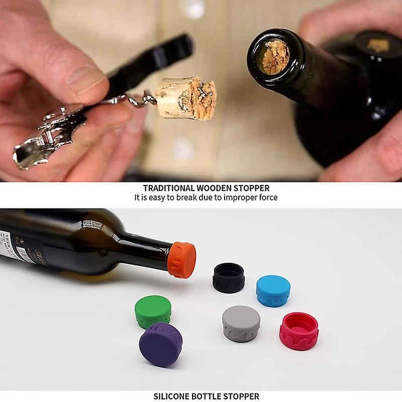 8PCS Wine Stoppers， Reusable Silicone Wine Corks， Silicone Wine Bottle Stopper for Beverages Beer Champagne Bottles