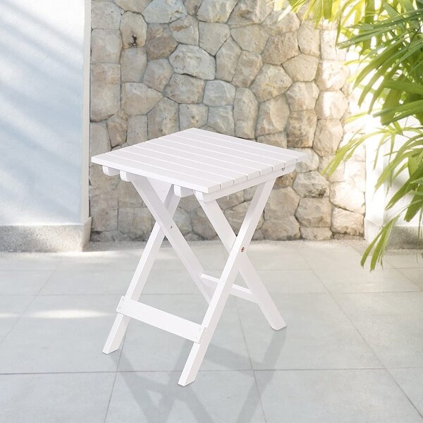 Outdoor Wooden Folding Square Side Table，Portable Lounge End Table