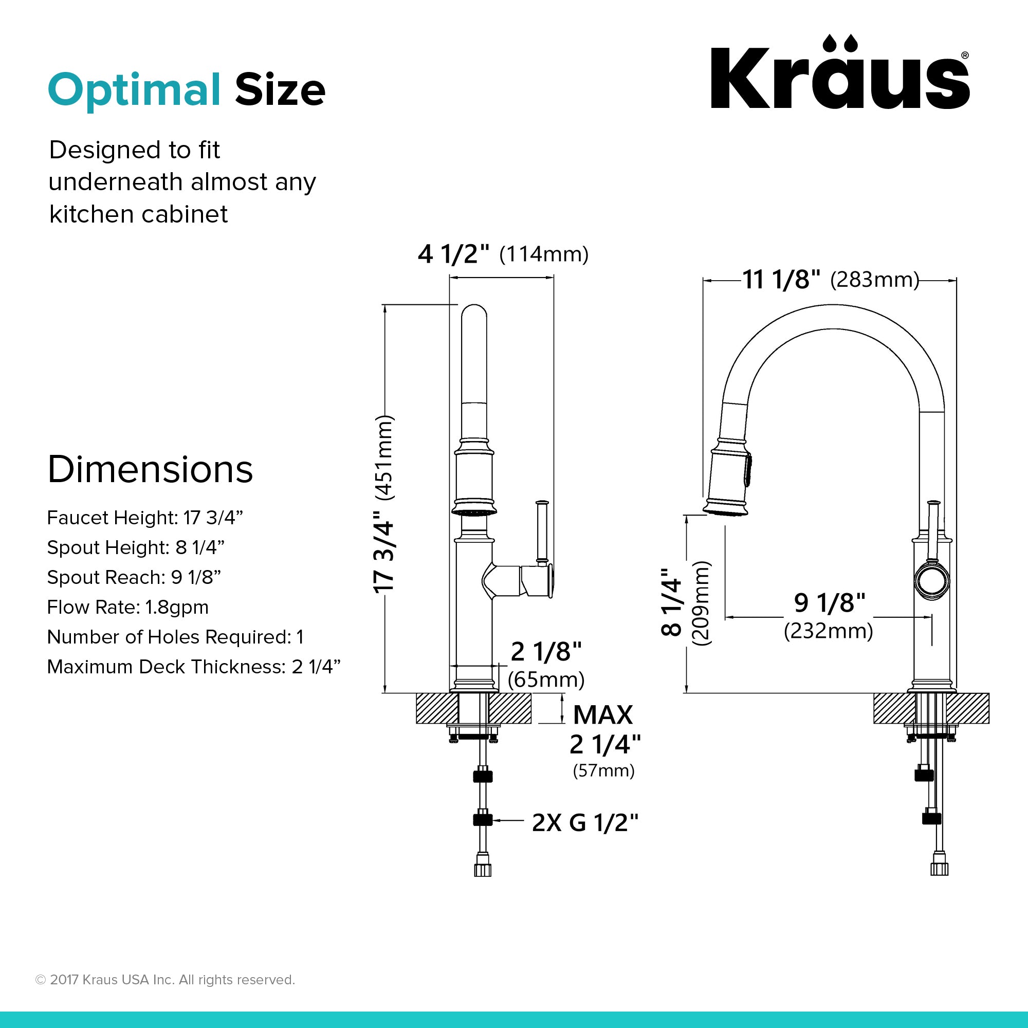 KRAUS Sellette™ Single Handle Pull Down Kitchen Faucet with Dual Function Sprayhead in Chrome Finish