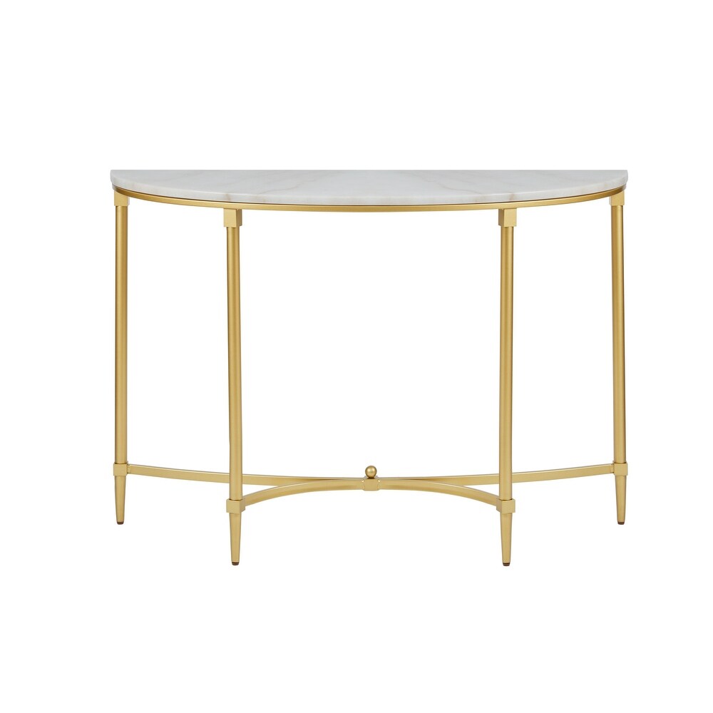 Madison Park Signature Bordeaux White/Gold tone Marble/Metal Console Table