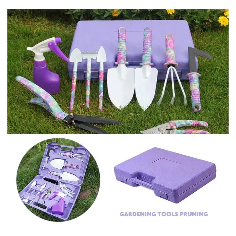 5/10 pcs Garden tool sets multi function two color gardening tools 11 PCS Garden Hand Tools Set with Box for Women