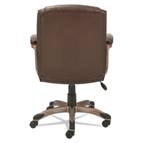 Alera Veon Series Low-Back Leather Task Chair， Supports up to 275 lbs.， Brown Seat/Brown Back， Bronze Base (VN6159)