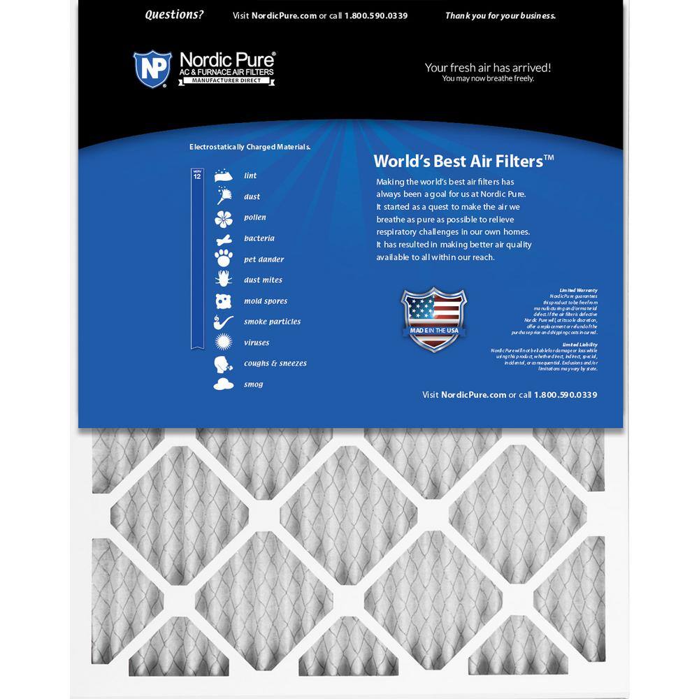 Nordic Pure 8 in. x 20 in. x 1 in. Allergen Pleated MERV 12 Air Filter (3-Pack) 8x20x1M12-3