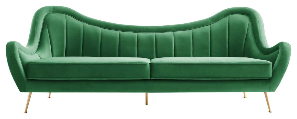 Cheshire Channel Tufted Velvet Sofa   Midcentury   Sofas   by Modway  Houzz