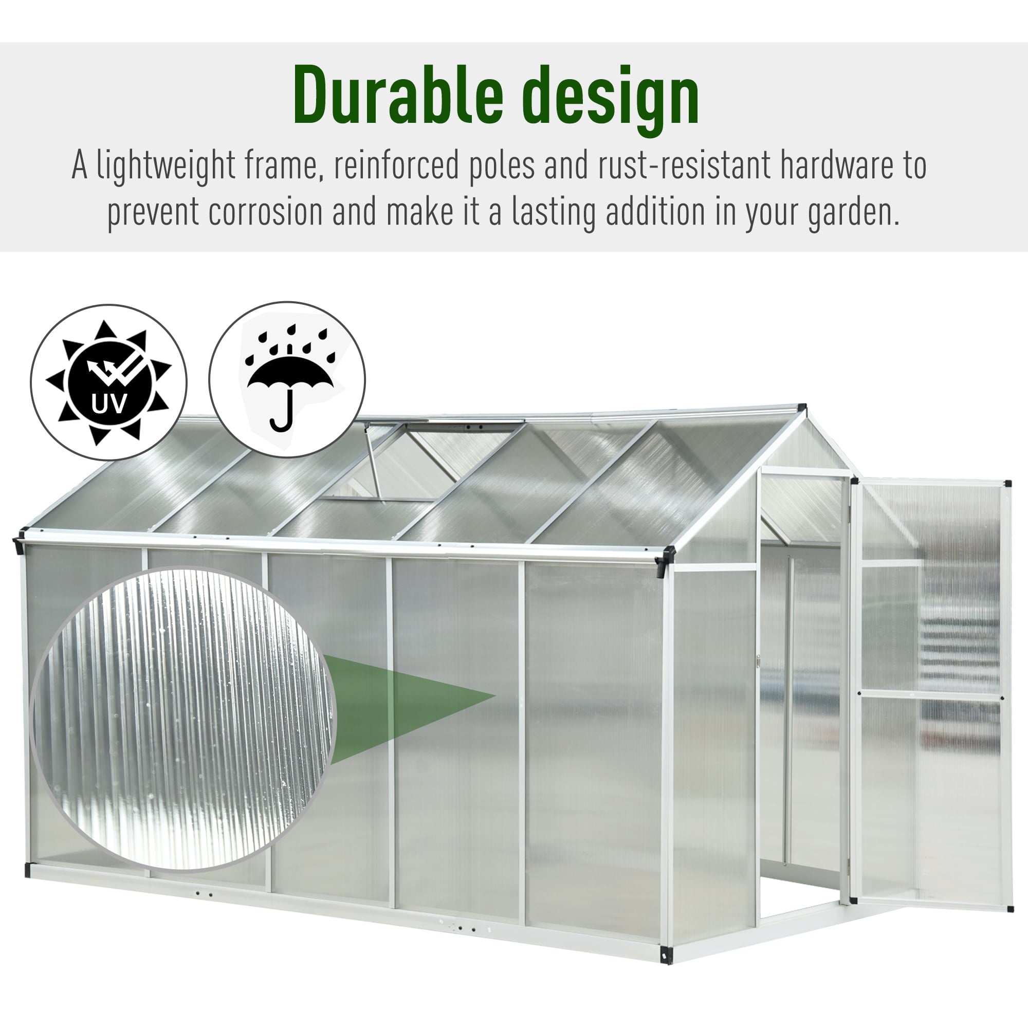 Outsunny 10' x 6' Portable Outdoor Walk-In Garden Greenhouse w/ Roof Vent