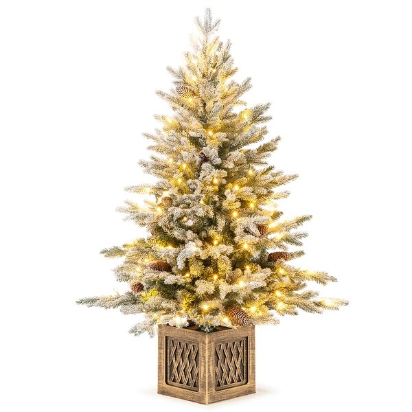 Costway 1 PCS 4 FT Artificial Xmas Tree Flocked Christmas Tree with