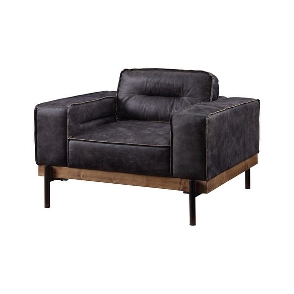 ACME Silchester Square Arm Tufted Accent Chair in Antique Ebony