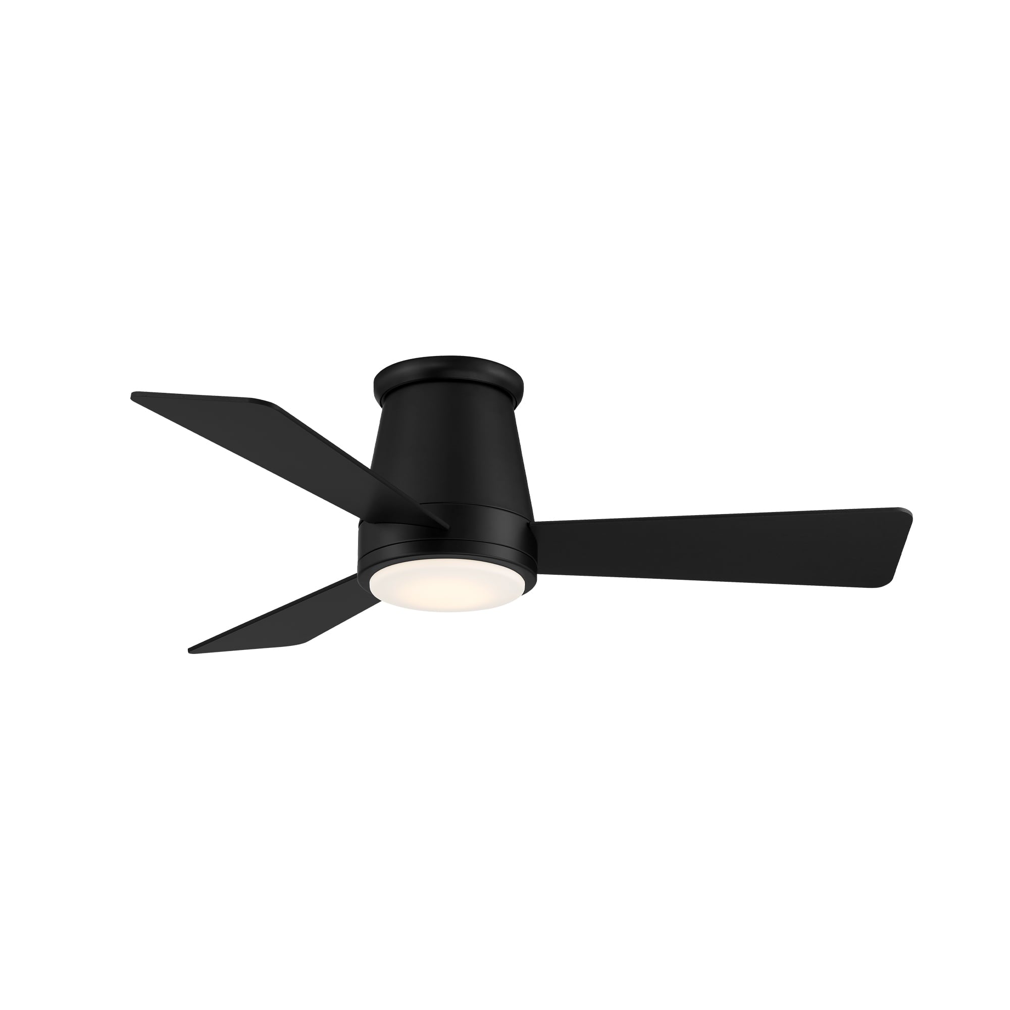 Hug Indoor and Outdoor 3-Blade Smart Flush Mount Ceiling Fan 44in Matte Black with 3000K LED Light Kit and Remote Control