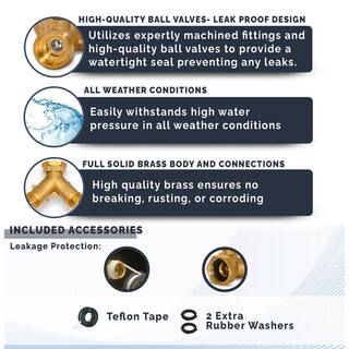 Morvat Brass Garden Hose Splitter Heavy-Duty 2-Way Hose Connector Fitting MOR-BCONNECTOR-2-A