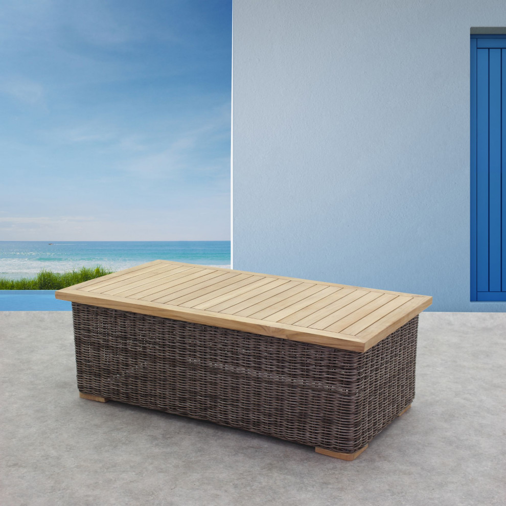 Courtyard Casual Tivoli Rectangle Coffee Table  Teak   Tropical   Outdoor Coffee Tables   by Courtyard Casual  Houzz