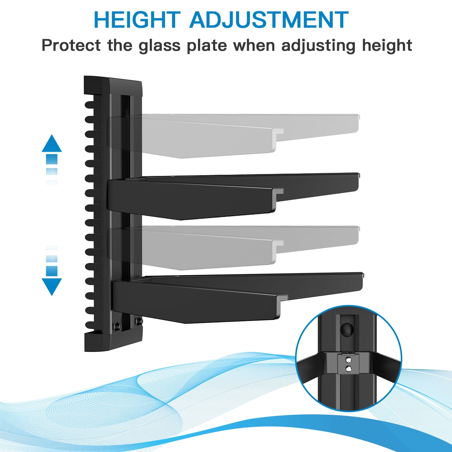 Wall Mounted 2 Tiers Glass AV Mount Shelf for Xbox /Cable Boxes/Gaming Systems,Holds up to 35.2 lbs