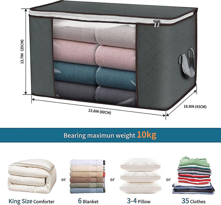 Large Storage Bags， 2 Pack Clothes Storage Bins Foldable Closet Organizers Storage Containers With Durable Handles For Blanket Comforter Clothing Bedd