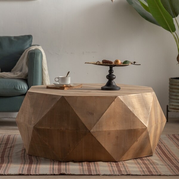 Modern Geometric Coffee Table for Living Room， Three-dimensional Embossed Pattern Design Sofa Table Cocktail Table