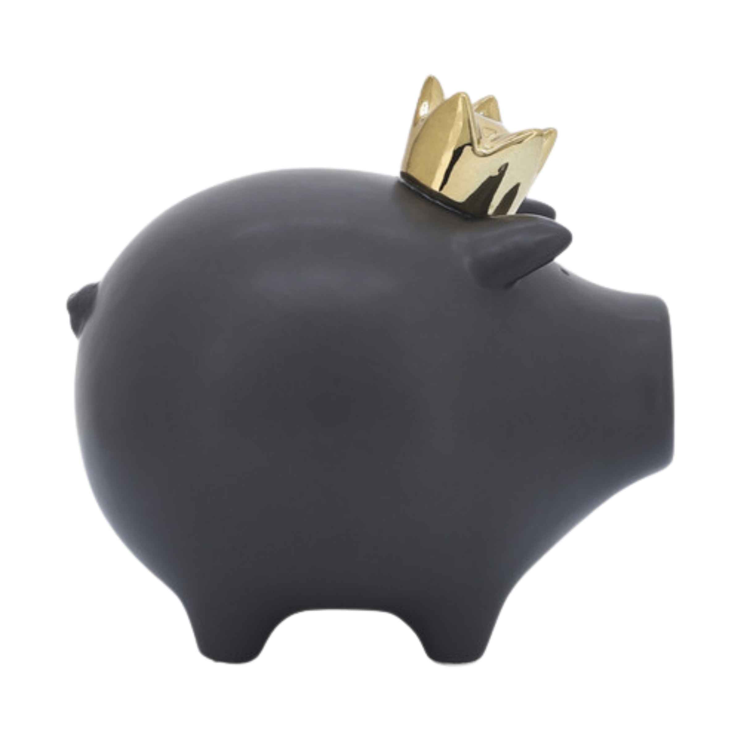 Pig With Crown Ceramic 15 Cm - Black 16955-04