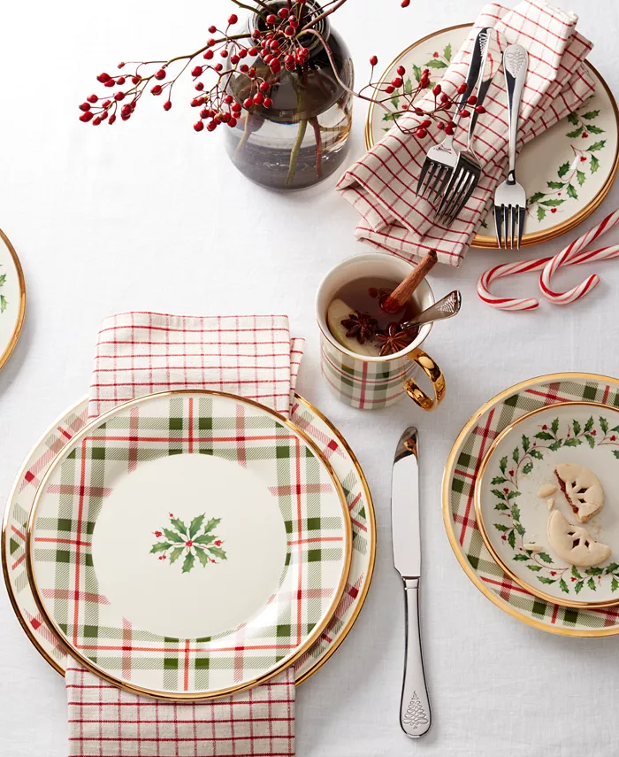 Lenox Holiday Plaid Porcelain Dinner Plates Set Of 4