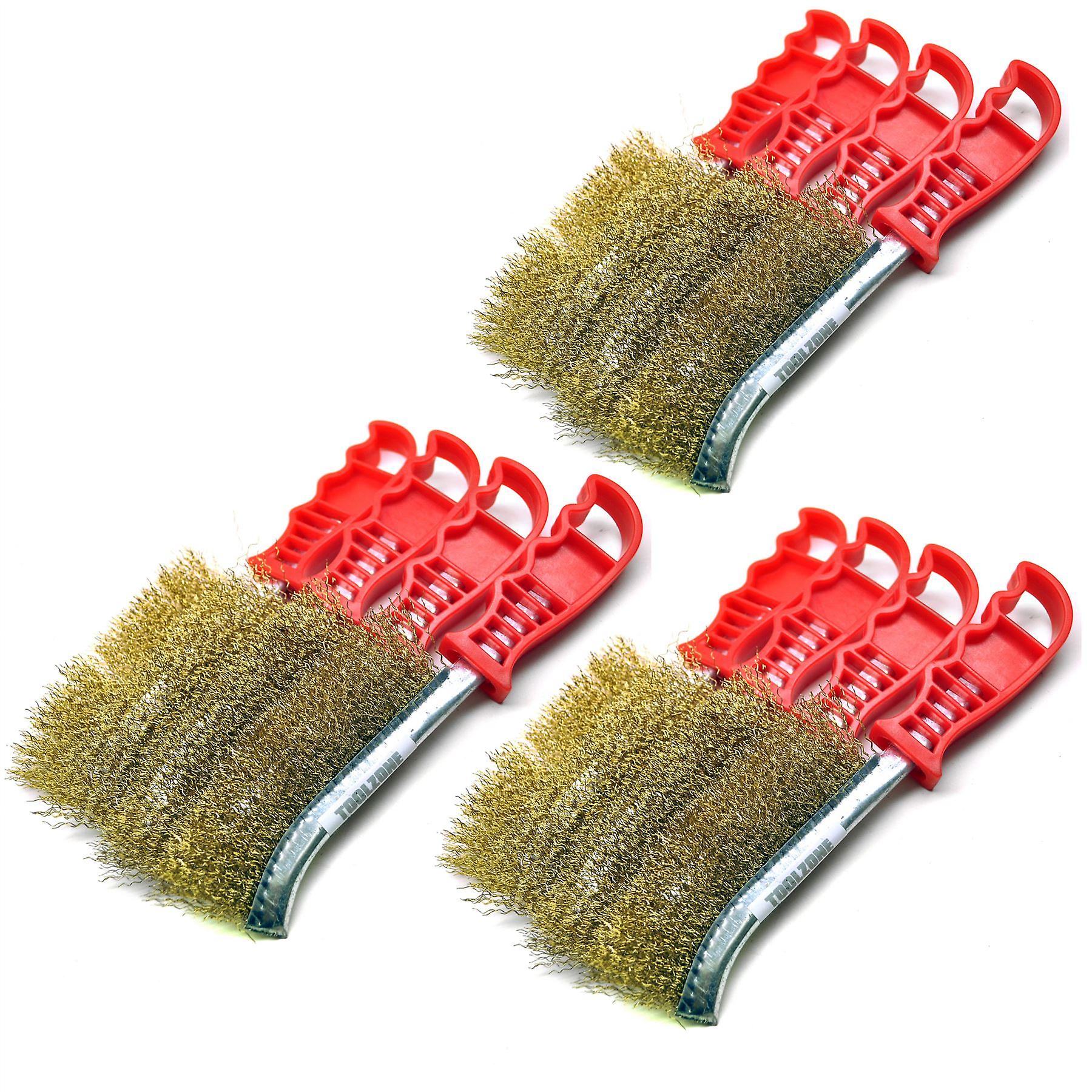 Brass Plated Rust Removal Cleaning Hand / Spid Brush (12 Pack) TE221