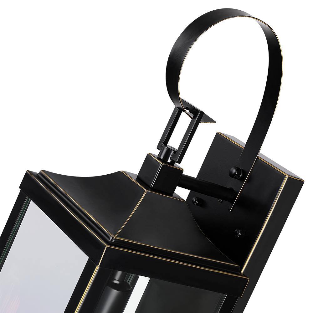 TRUE FINE Jefferson 19.3 in. 1-Light Large Black Hardwired Outdoor Wall Lantern Sconce TD40016OT