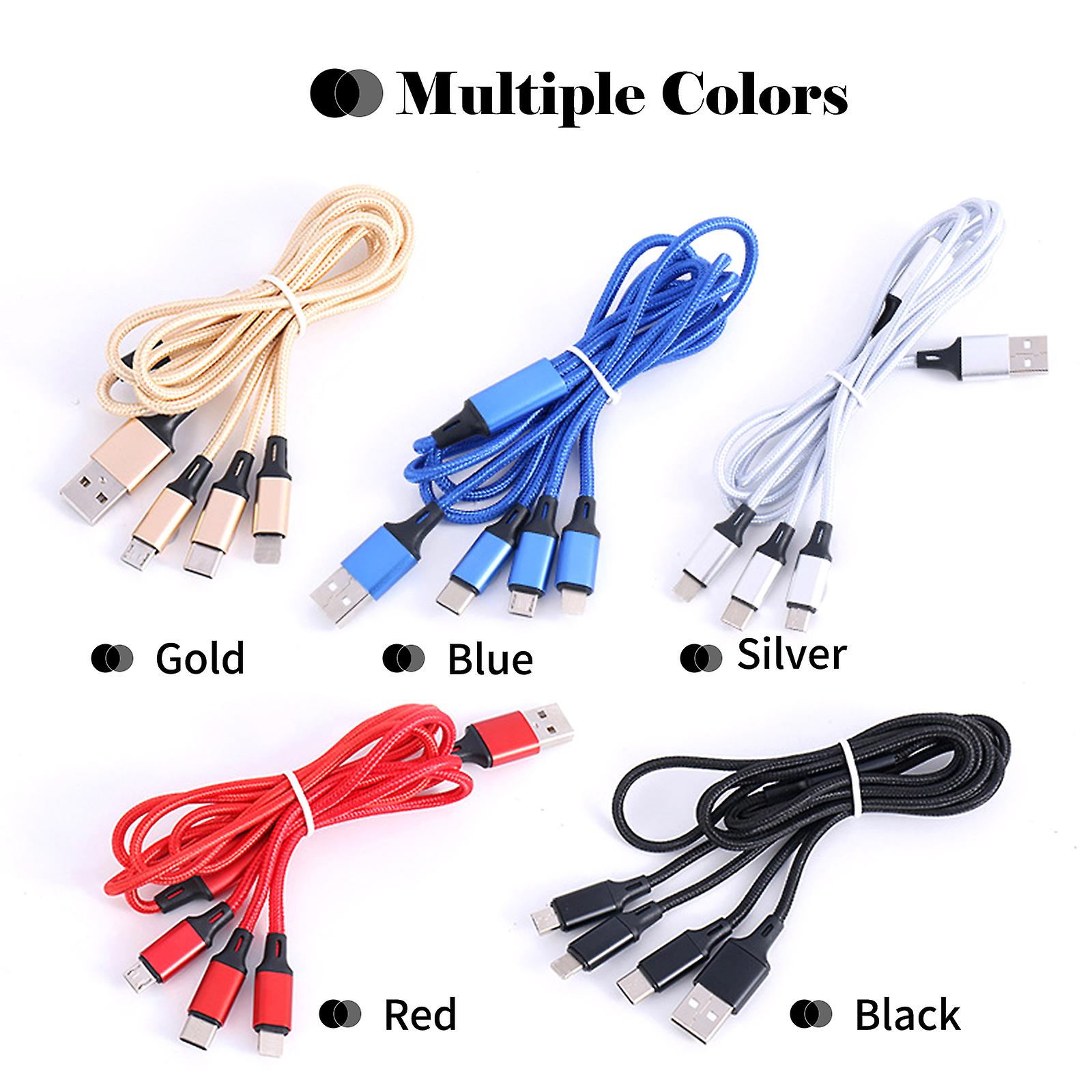 3-in-1 Charging Cord Nylon Braided Universal Usb Charging Cord Compatible With I-product/type-c/micro Usb Devices， Black