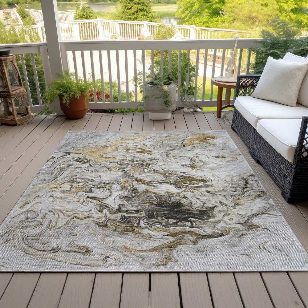 Machine Washable Indoor/ Outdoor Chantille Abstract Contempoary Rug