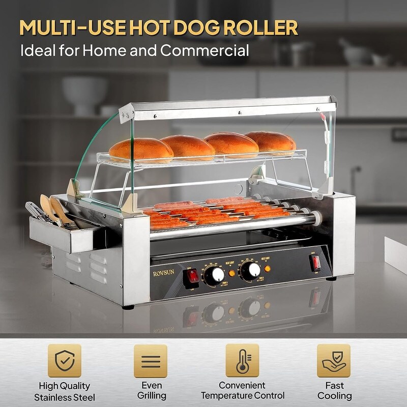 Electric Stainless Steel Hot Dog Grill Cooker Machine