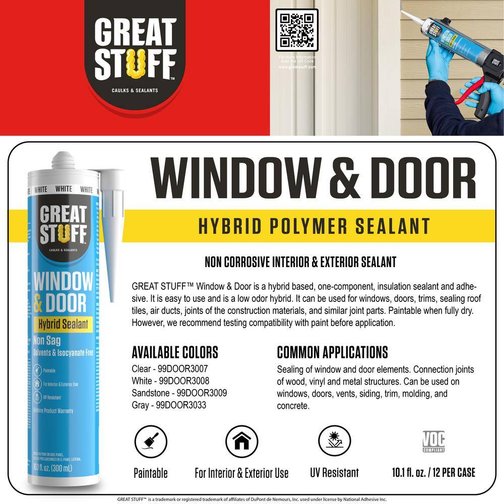 GREAT STUFF 10.1 fl. oz. Gray Window and Door Hybrid Polymer Sealant (2-Pack) 99DOOR3033X02