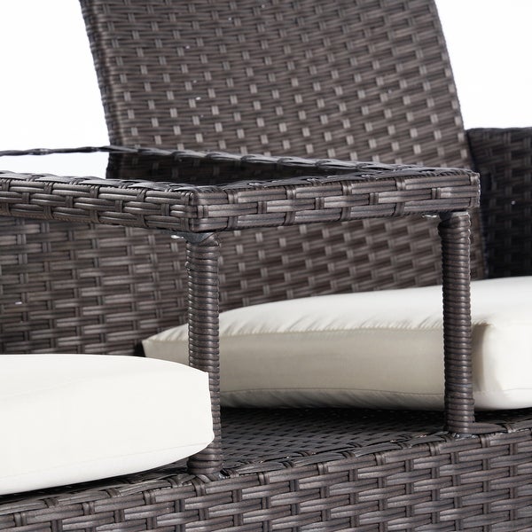 1-Pieces Outdoor Patio Garden Furniture Set for 2， PE Rattan Wicker Conversation Sofa Set with Cushions and Tempered Glass Table - Overstock - 37476126