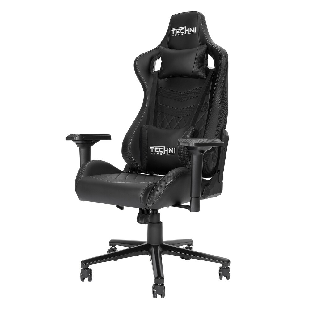 Sport High Back Racing Chair with Foam Seat and Padded Arms  Reclining Gaming Chair with Height and Tilt Adjustment  Black