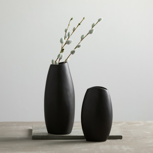 amp 8 quot Modern Matte Black Vase Set Of 2