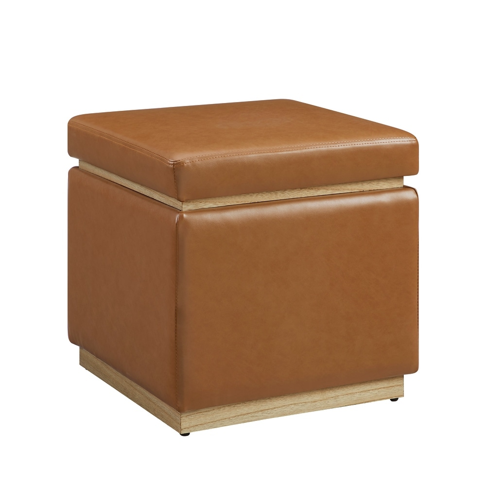 Rue Faux Leather Square Storage Ottoman