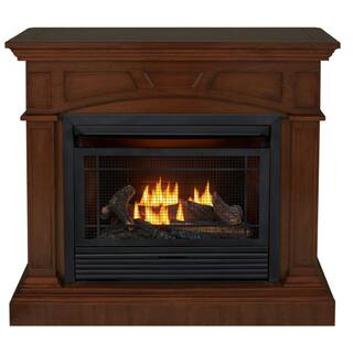 Duluth Forge Dual Fuel Ventless Gas Fireplace - 26000 BTU T-Stat Control Heritage Cherry Finish 170151